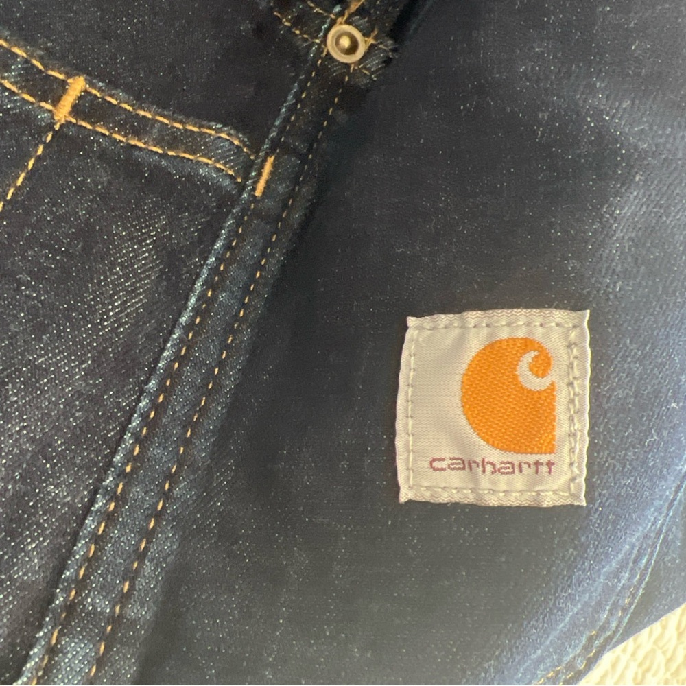 CARHARTT 104044 BIB Denim Overalls RUGGED FLEX STRETCH DBL Knees NWOT Unworn EC - Picture 7 of 11
